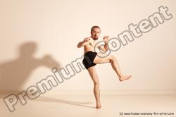 Underwear Martial art Man White Moving poses Slim Short Blond Dynamic poses Academic